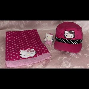 Sanrio Hello Kitty Girls Hat, Hair Tie and Scarf Lot